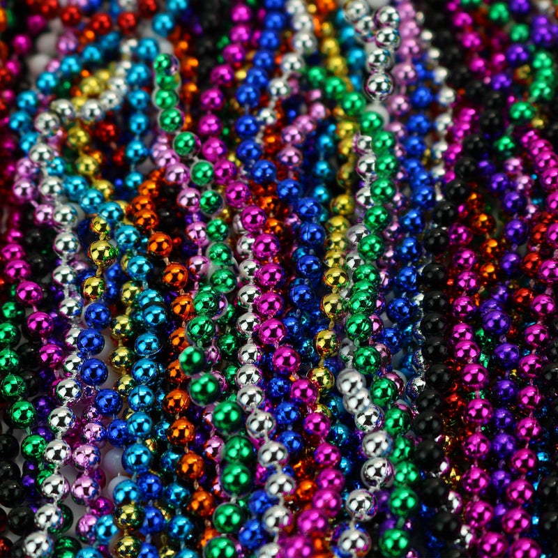 Skeleteen Mardi Gras Beads Necklaces - Assorted Colors Gasparilla Beaded Bulk Costume Necklace For Party - 144 Necklaces - Image 4